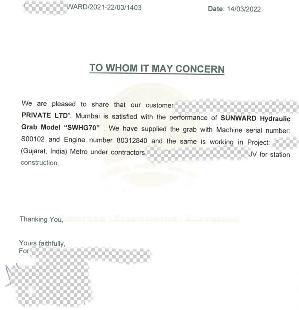 谢谢信！恒峰g22智能SWHG70液压抓斗助力外洋基础施工获肯定