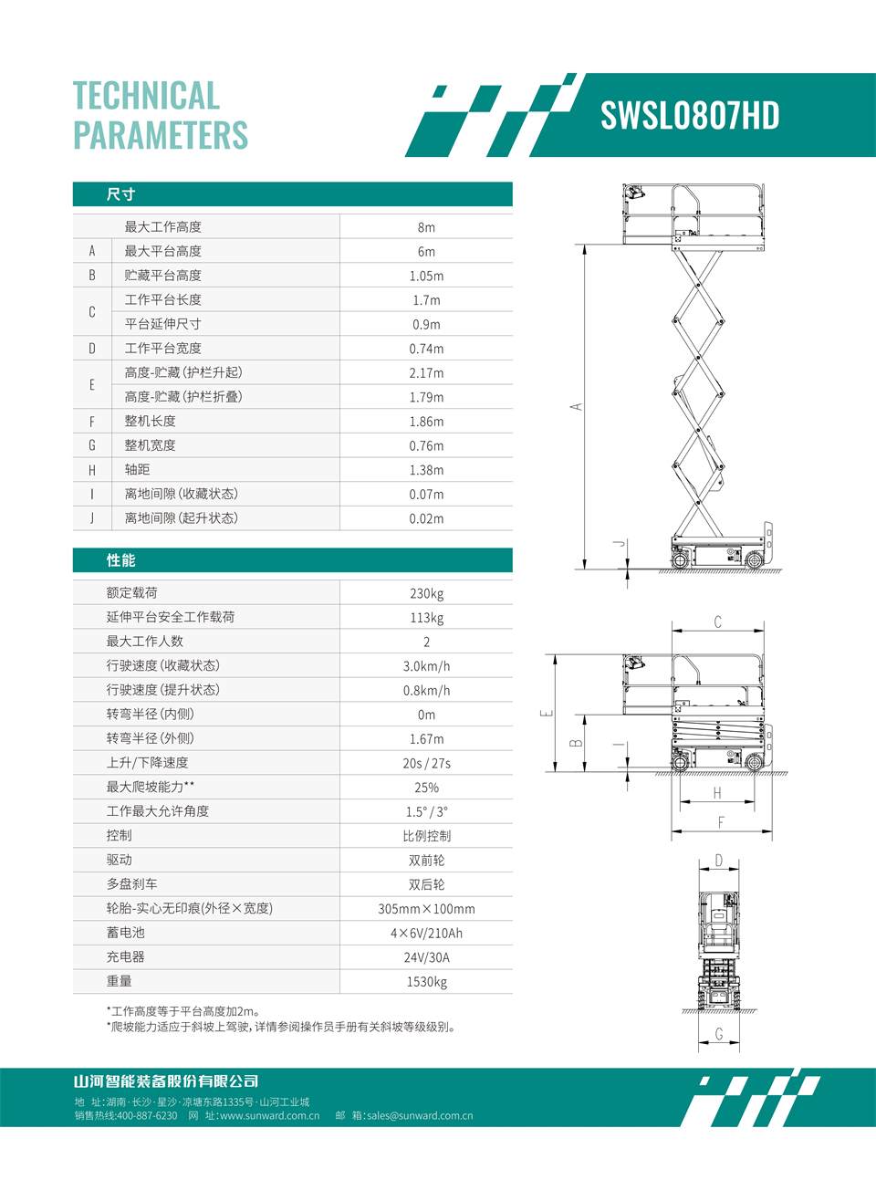 SWSL0807HD 电动液驱剪叉式高空作业平台